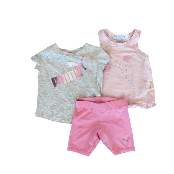 Toddler girl Puma 3-Piece Active Set tshirt, tank and short set pink size 2T - Picture 1 of 7